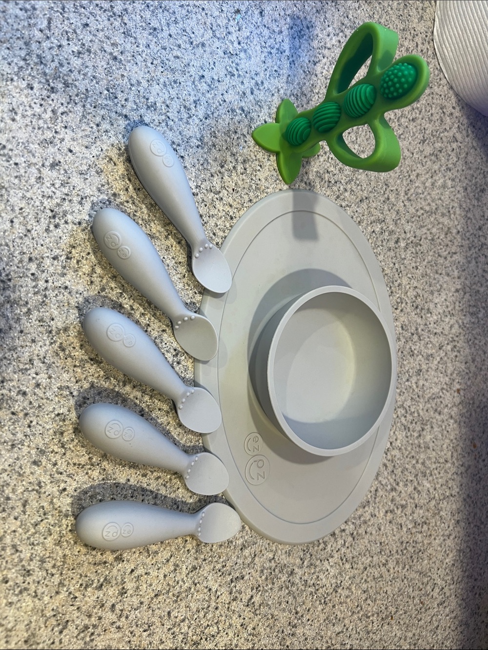 EZPZ Grey Silicone Suction Bowl + Spoon Set